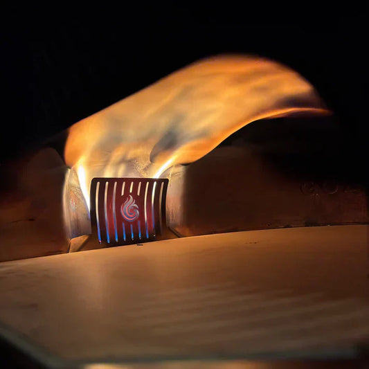 Flame guard in gas oven with flame